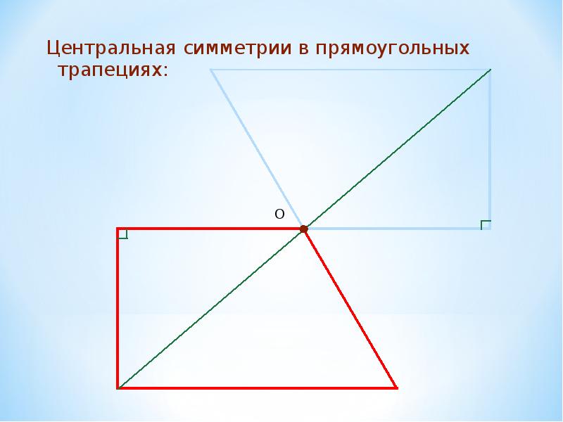 Симметрия трапеции относительно прямой. Осевая симметрия прямоугольника. Центральная симметрия прямоугольника. Центральная симметрия трапеции. Центральная симметрия в прямоугольной трапеции.