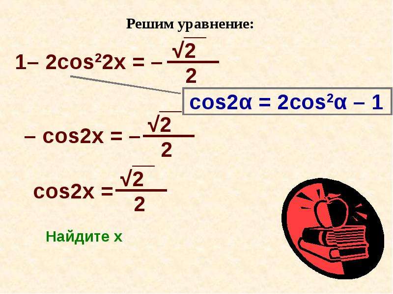 Решить уравнение cos х 2 2