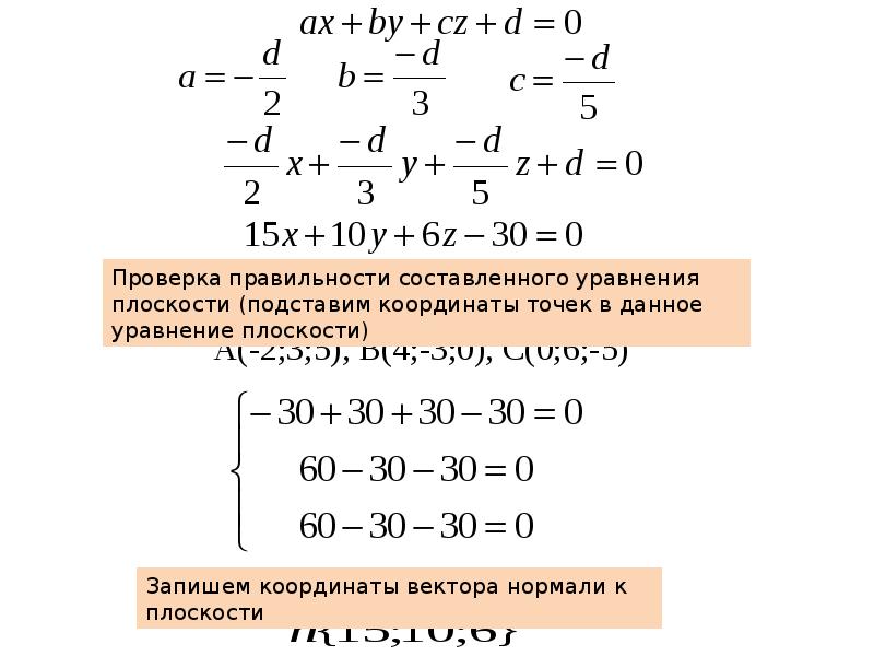 Составить уравнение плоскости по точкам