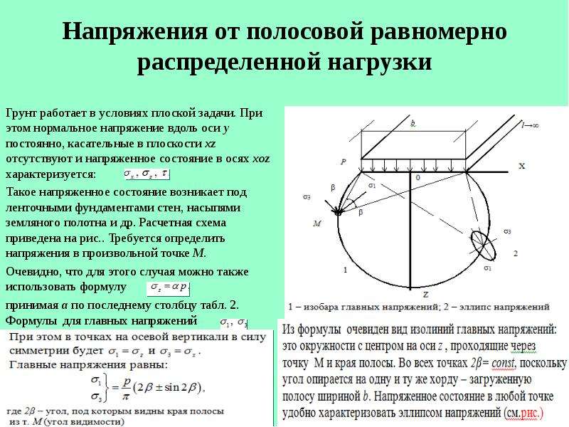 Распределение напряжений. Касательные напряжения в грунте. Нормальные напряжения в массиве. Распределение напряжений в массиве грунта. Напряжение плоскости.