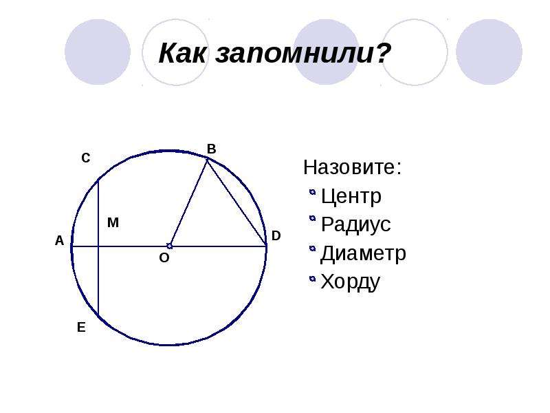 Окружность центр радиус диаметр