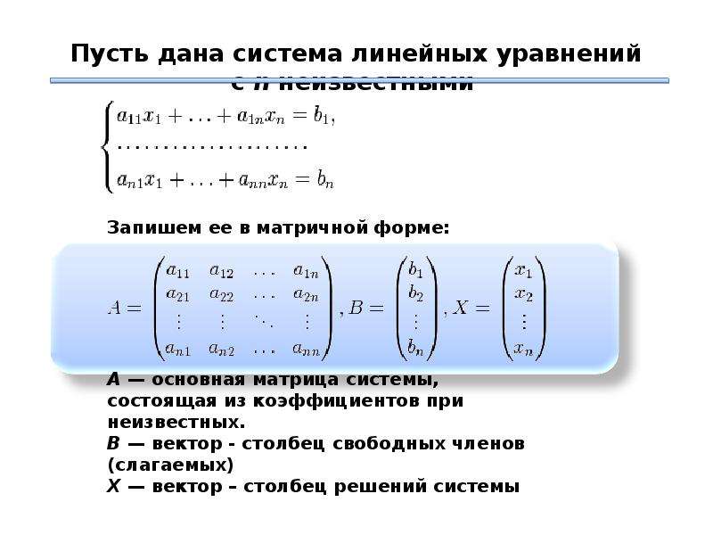 Однородные системы линейных алгебраических уравнений