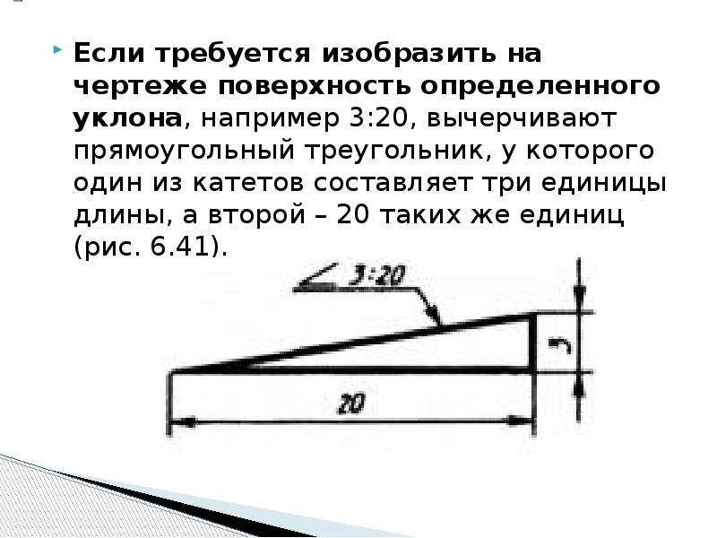 Уклон на чертежах обозначается