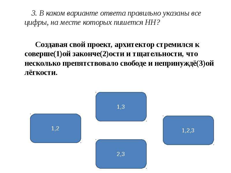 Укажите все цифры на месте которых пишется нн создавая свой проект архитектор