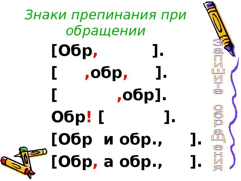 Обращение знаки препинания презентация