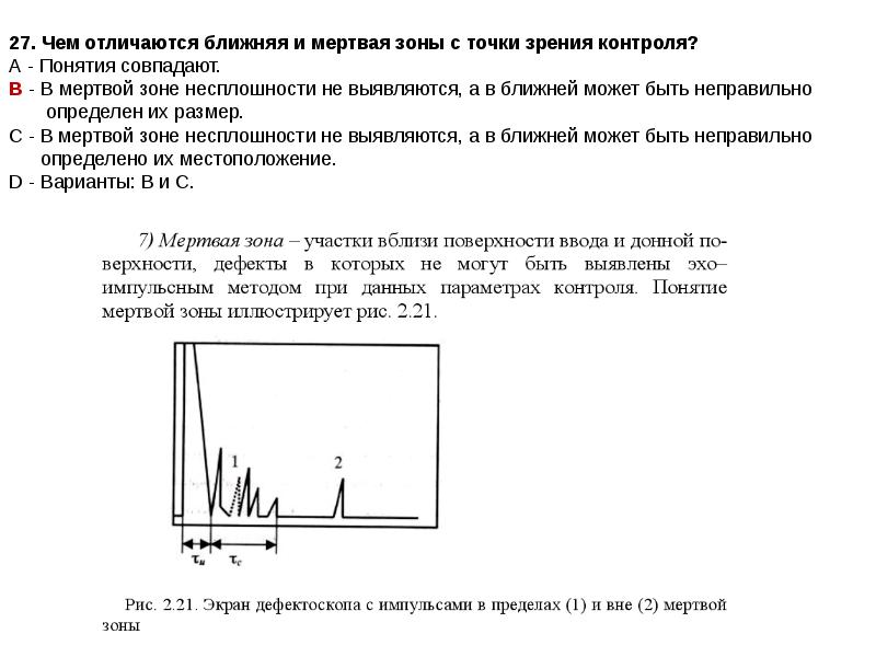 Мертвая зона пэп проверяется по образцу