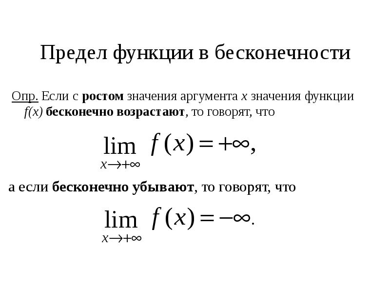 Предел функции в точке и на бесконечности