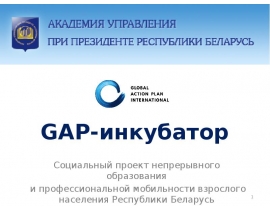 GAP-инкубатор. Социальный проект непрерывного образования