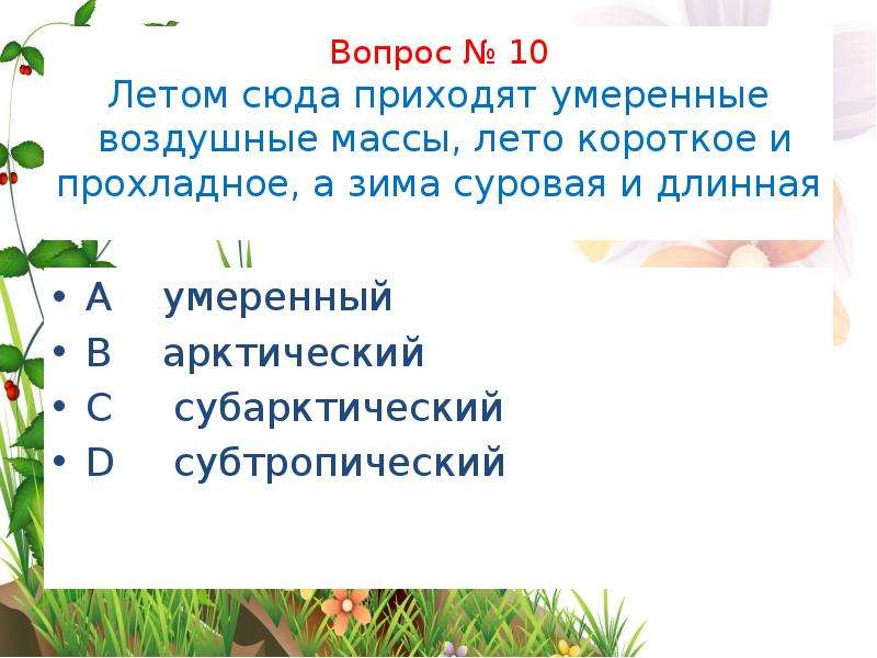 Умеренные воздушные массы летом