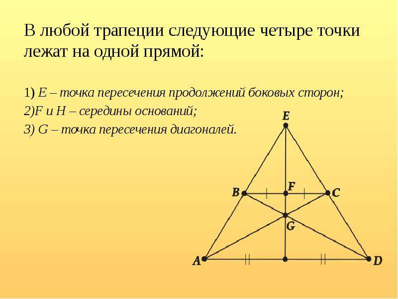 Замечательные теоремы. Теорема о четырех точках трапеции. Теорема о четырех замечательных точках трапеции. Теорема о 4 точках трапеции. Теорема о четырех точках трапеции доказательство.
