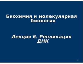 Репликация ДНК. (Лекция 6)