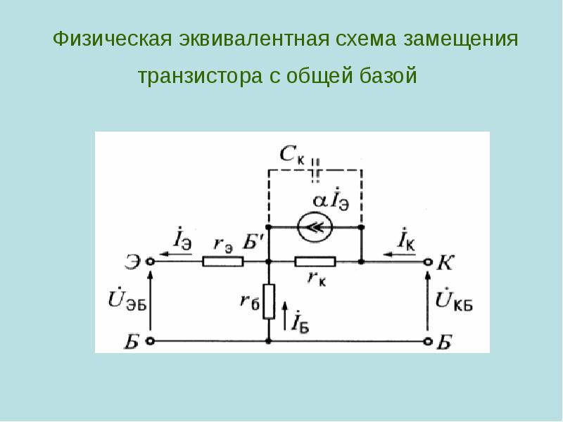 Физическая эквивалентная схема замещения транзистора с общей базой