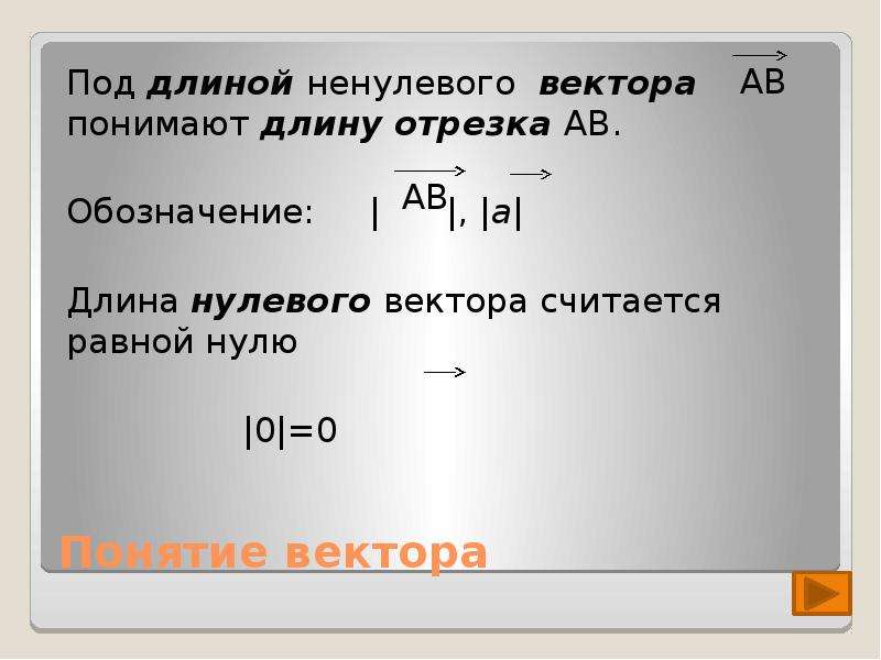 Длина 0 вектора. Понятие нулевого вектора. Длина вектора обозначение. Как обозначается длина вектора. Длина ненулевого вектора.