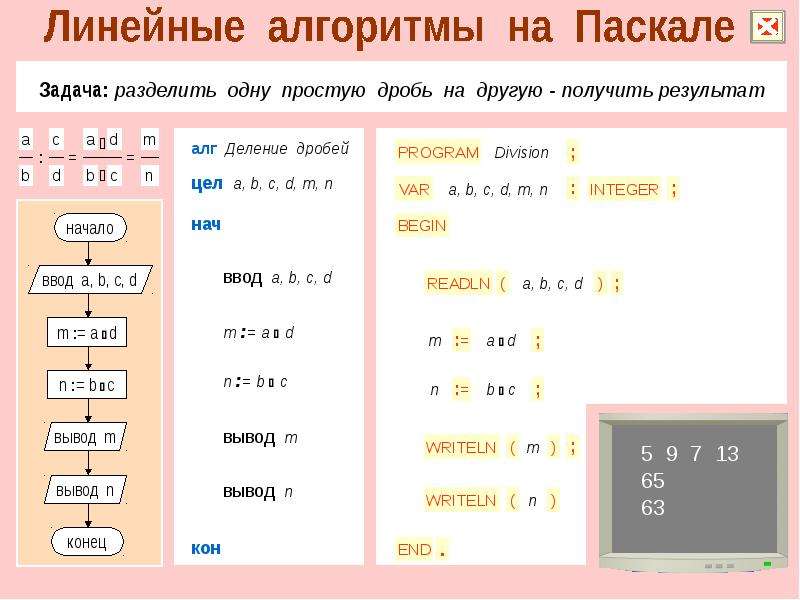 Операция деление паскаль