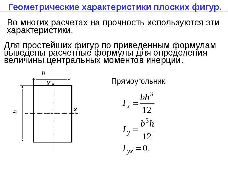 Геометрические характеристики сечений