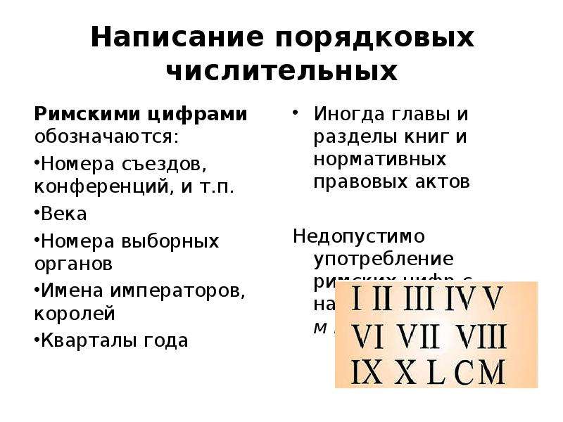 Римские числительные.