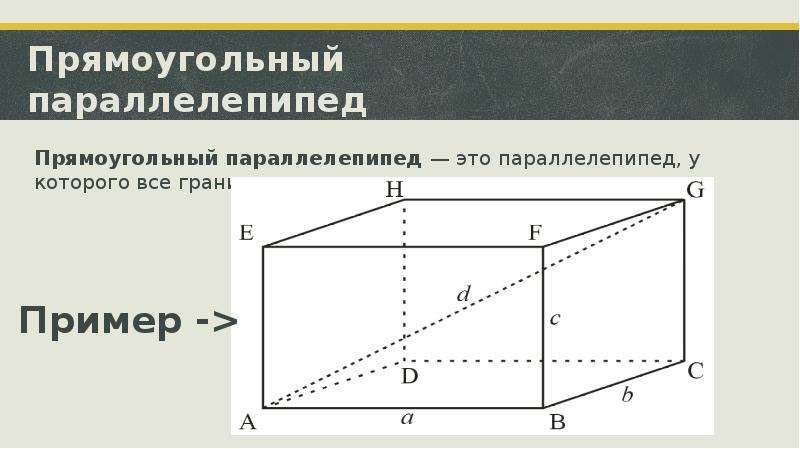 Проанализируйте рисунок и заполните пропуски прямоугольный параллелепипед имеет измерения и