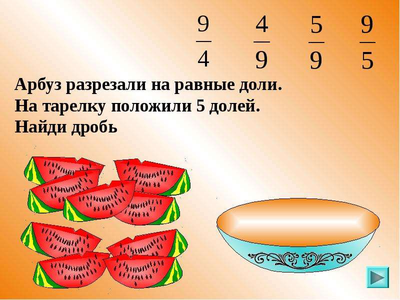 Слово разрезать. Доли обыкновенные дроби. Дроби Арбуз. Равные доли арбуза. Равные доли.