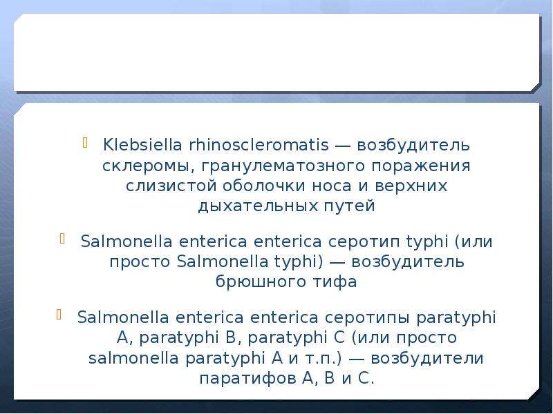 Klebsiella rhinoscleromatis — возбудитель склеромы, гранулематозного поражения слизистой оболочки но