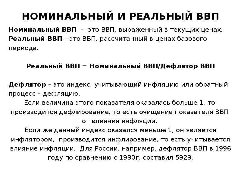 Дефлятор ввп и инфляция