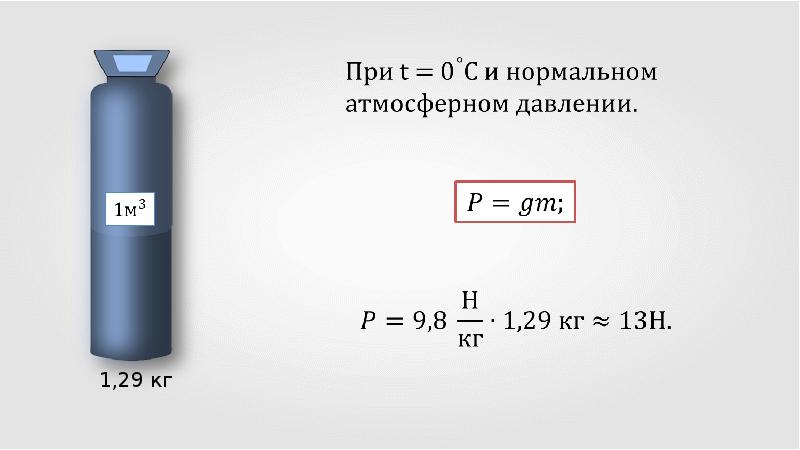 Масса воздуха при атмосферном давлении