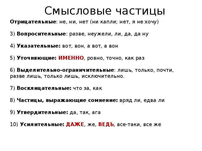Укажите что такое частица. Частицы ЕГЭ 2 задание. Смысловые частицы таблица. Частицы в русском языке список.