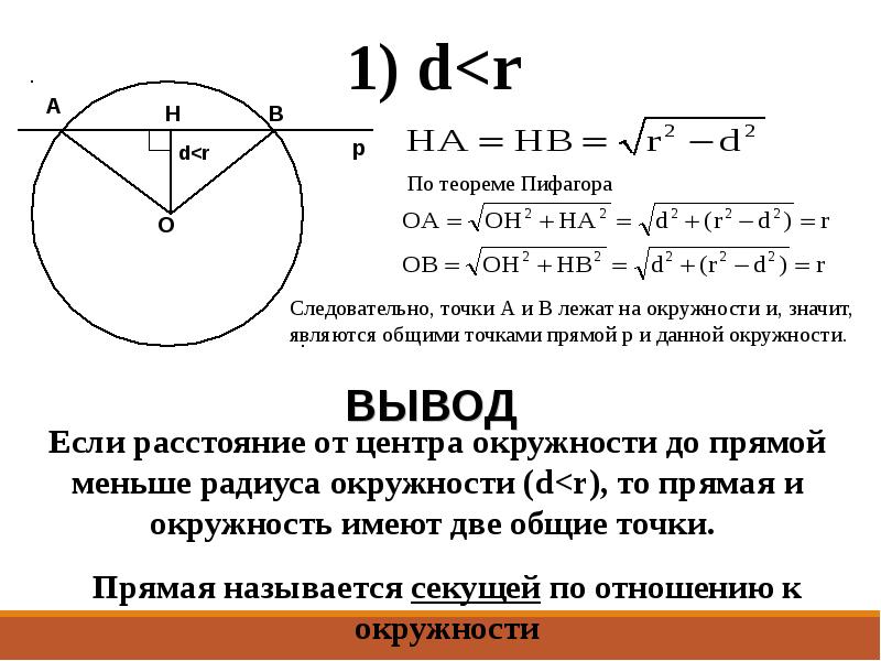 Взаимное расположение прямой и окружности 8 класс презентация