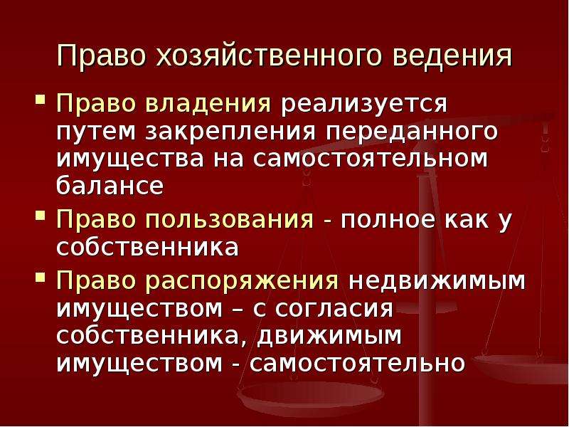 Право хозяйственного ведения имуществом