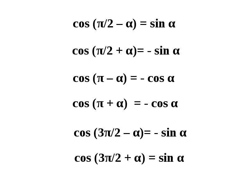 Тригонометрические формулы приведения