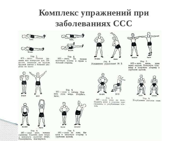 Упражнения для снижения давления. Комплекс упражнений при заболеваниях сердечно-сосудистой системы. Комплекс ЛФК при заболеваниях сердечно-сосудистой системы. Комплекс лечебной гимнастики при заболевании ССС. Комплекс ЛФК при заболеваниях сердечно – сосудистой системы кратко.