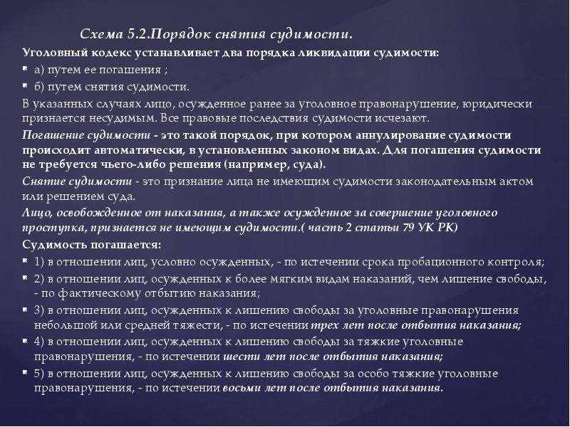 Истечение срока судимости. Уголовно-правовые последствия судимости. Юридические последствия погашения и снятия судимости. Правовые последствия судимости в уголовном праве. Процедура снятия судимости.