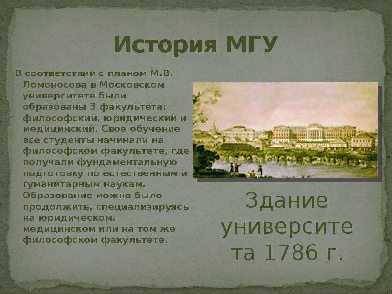 История мгу презентация