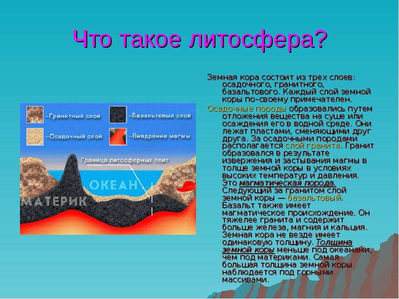 Земная кора верхняя часть литосферы 5 класс презентация