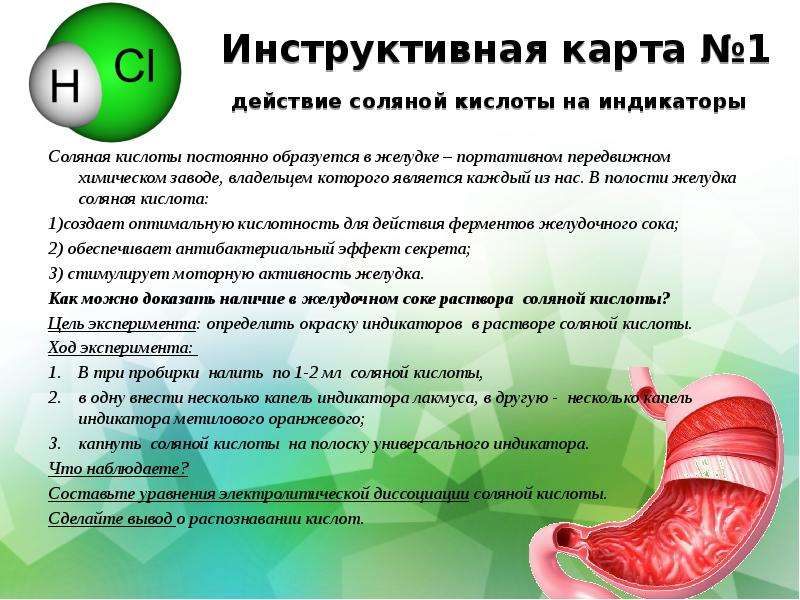 Действие соляной кислоты