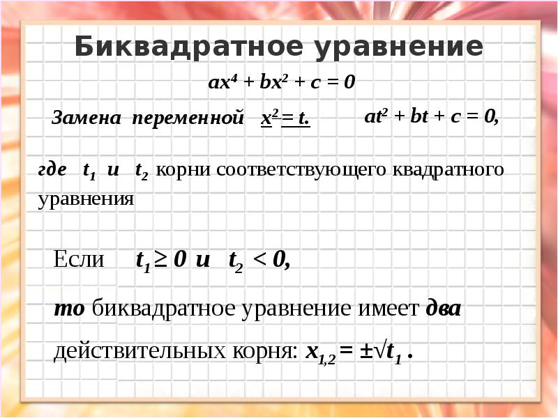 Математика биквадратные уравнения