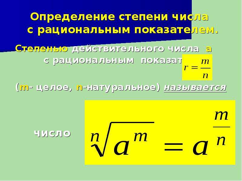 Степень с рациональным и действительным