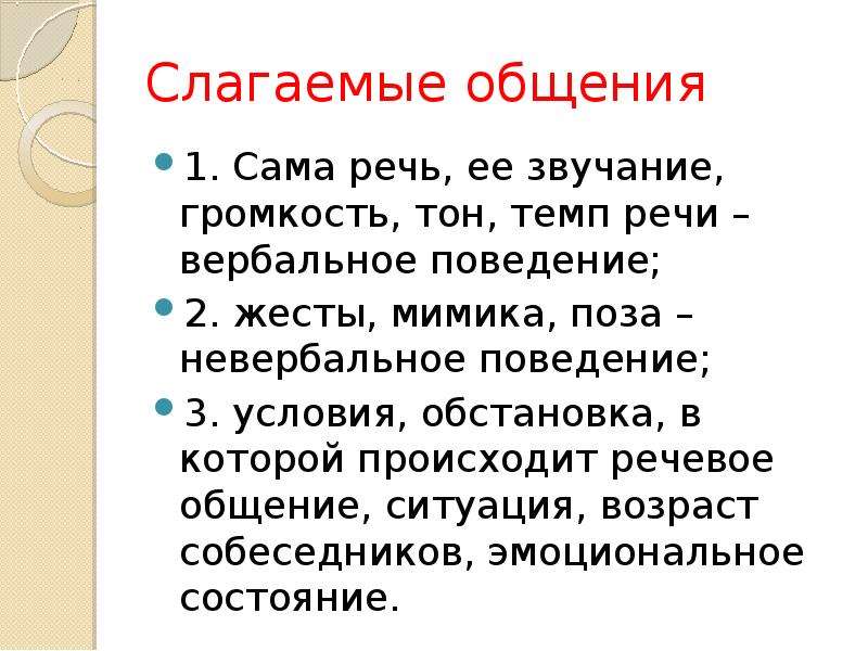 Тихая речь. Слагаемые общения. Невербальные средства общения темп речи. Основные слагаемые общения. Слагаемые общения кратко.