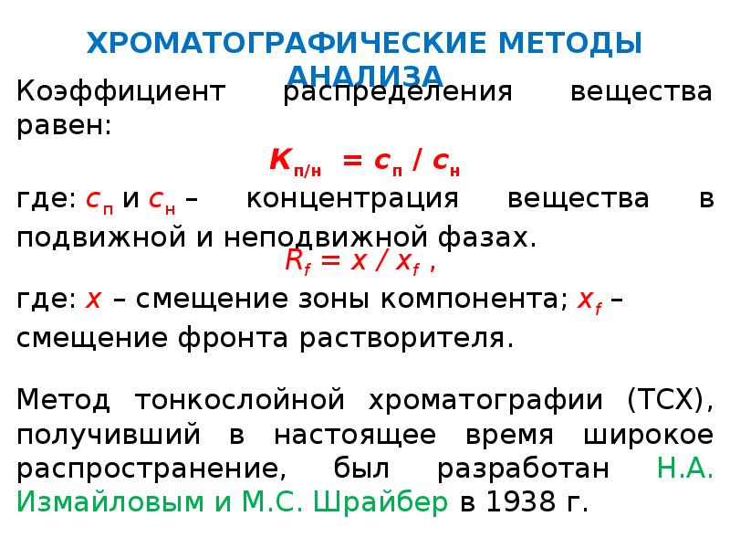 Хроматографические методы анализа презентация