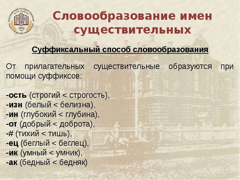 Словообразование имен существительных 5 класс разумовская презентация