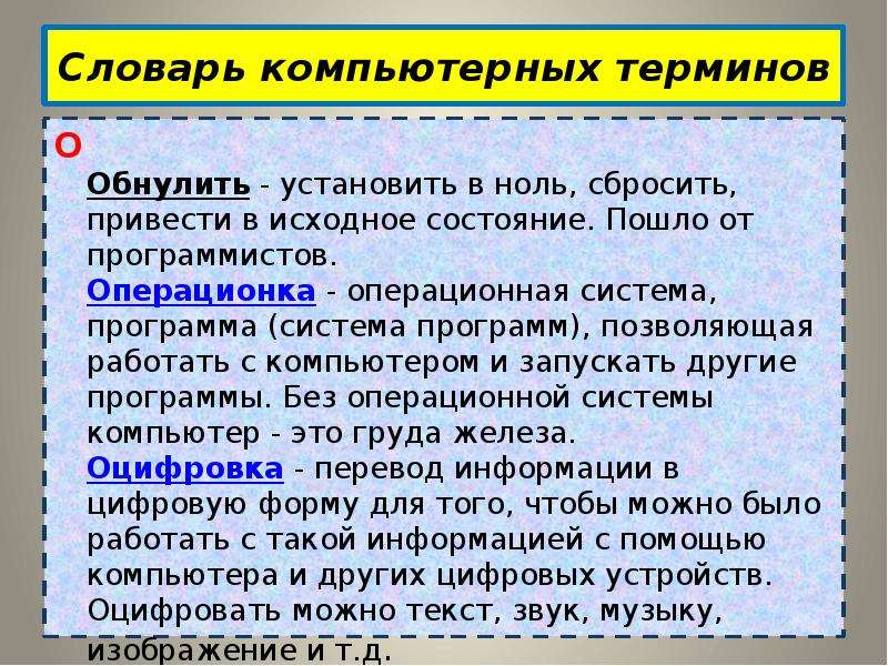 Составьте словарь терминов по теме