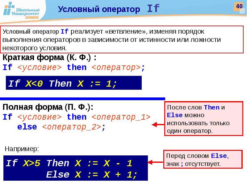 Операторы pascal