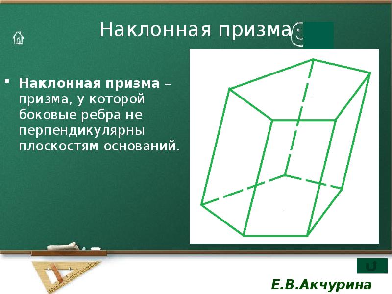 Боковые ребра перпендикулярны плоскости основания. Наклонная Призма. Элементы наклонной Призмы. Призма у которой боковые ребра. Наклонная Призма свойства.