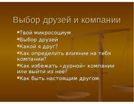 Выбор друзей и компании