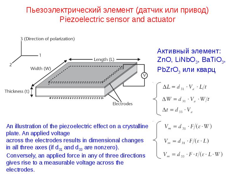 Пьезоэлектрические датчики схема