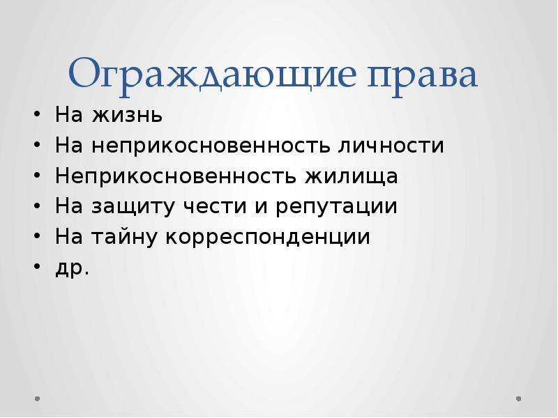 1 право гражданина на жизнь. Ограждающие права. Ограждающие права человека это. Права на тайну корреспонденции. Права на свободную активность человека.