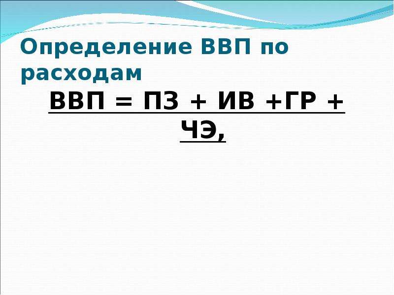 ВВП по расходам. Измерение ВВП.